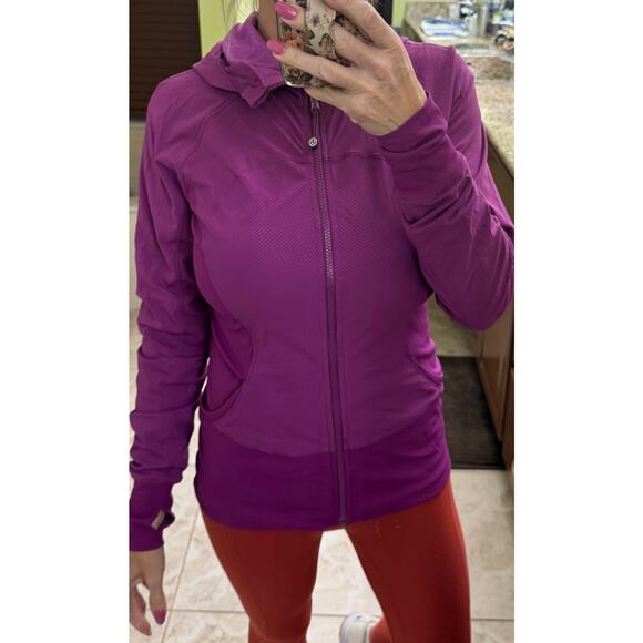 LULULEMON Purple Pink Flux Jacket Reversible Hooded Zip Magenta Plum Sz 8 - Picture 3 of 13